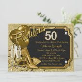 女性の素晴らしい50歳の誕生日パーティー 招待状 (スタンド正面)