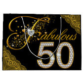 女性の素晴らしい50歳の誕生日 ラージペーパーバッグ (裏面)