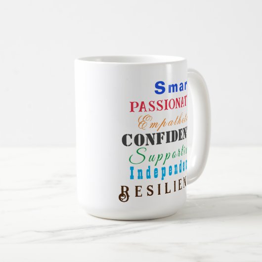 女性の素晴らしおもしろいやる気を起こさせるの質 コーヒーマグカップ (正面右)