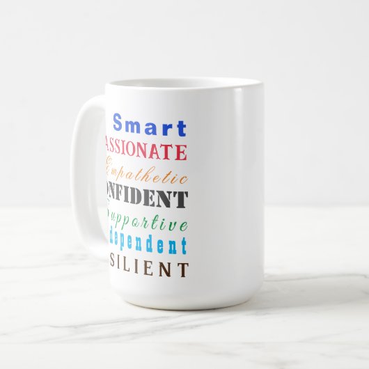 女性の素晴らしおもしろいやる気を起こさせるの質 コーヒーマグカップ (正面左)