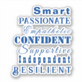 女性の素晴らし青エレガントの質 シール (正面)