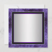 女性の紫と銀の誕生日マスカレードパーティー 招待状 (裏面)