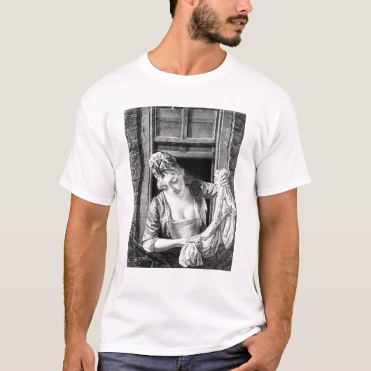 女性の絞る洗浄 Tシャツ (正面)
