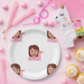 女性の絵文字の紙皿 ペーパープレート (パーティー)