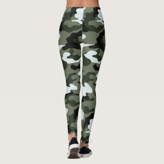 女性の緑のカモフ数々のラージ女性のレギンス レギンス (裏面)