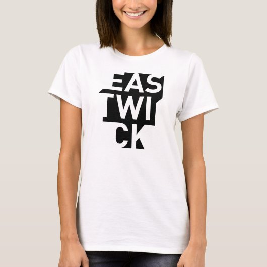 女性の緑黒いロゴのタンクトップ Tシャツ (正面)