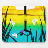 女性の練習のヨガの側面のプロフィール マウスパッド (正面)