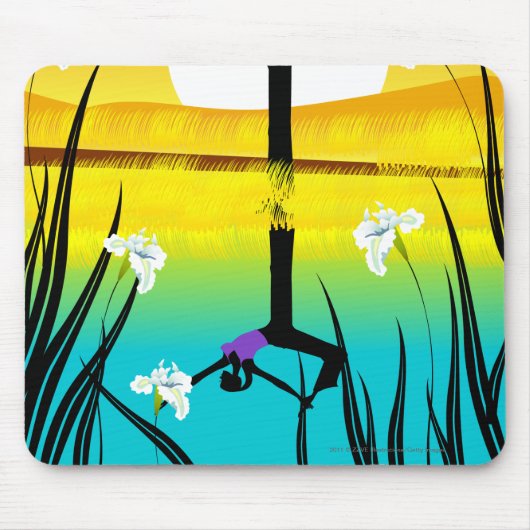 女性の練習のヨガの側面のプロフィール マウスパッド (正面)