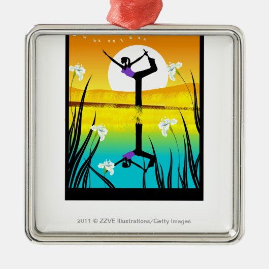 女性の練習のヨガの側面のプロフィール メタルオーナメント (正面)