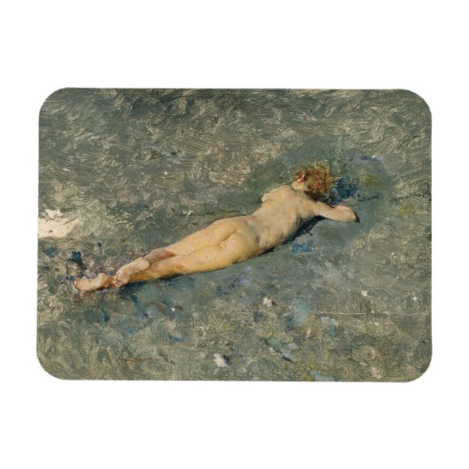 女性の美しいサンバスオンザポルティチビーチ マグネット (横)