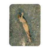 女性の美しいサンバスオンザポルティチビーチ マグネット (縦)