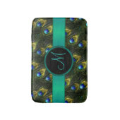 女性の美しいファンタジーのきらめく孔雀の羽 バスマット (正面縦)