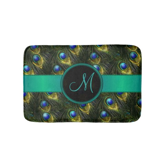 女性の美しいファンタジーのきらめく孔雀の羽 バスマット (正面)