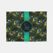 女性の美しいファンタジーのきらめく孔雀の羽 フリースブランケット (正面(横))