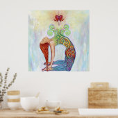 女性の美しい写真めい想。 ポスター (キッチン)