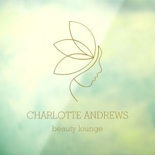 女性の美しさを表現したラインアートのビジネス名 ブランディング ウィンドウサイン