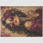 女性の肖像画 プラム フラワー デコパージュ 薄葉紙 (正面)