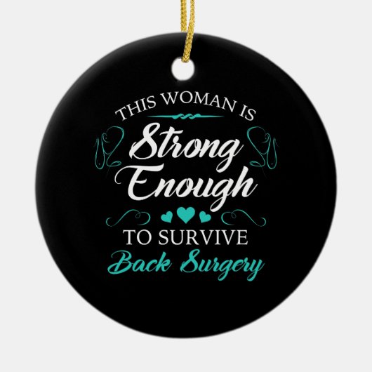 女性の背中の手術回復 セラミックオーナメント (正面)