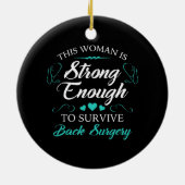 女性の背中の手術回復 セラミックオーナメント (裏面)