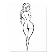 女性の背面ミニマリストラインアートスケッチ