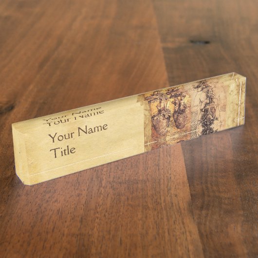 女性の胴体，ハート，血管医療，医師 デスクネームプレート (側面)