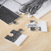 女性の脚，ガラスとバラ鉛筆スケッチアート ジグソーパズル (側面)