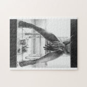 女性の脚，ガラスとバラ鉛筆スケッチアート ジグソーパズル (横)