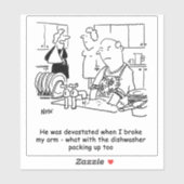 女性の腕を壊した男性は皿を洗う必要がある。おもしろい シール (シート)
