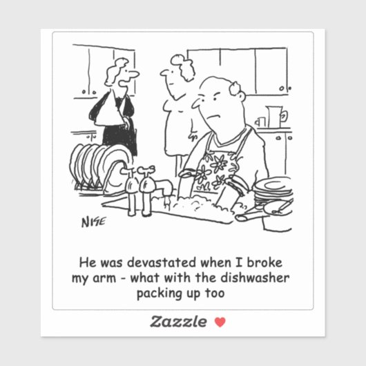 女性の腕を壊した男性は皿を洗う必要がある。おもしろい シール (シート)