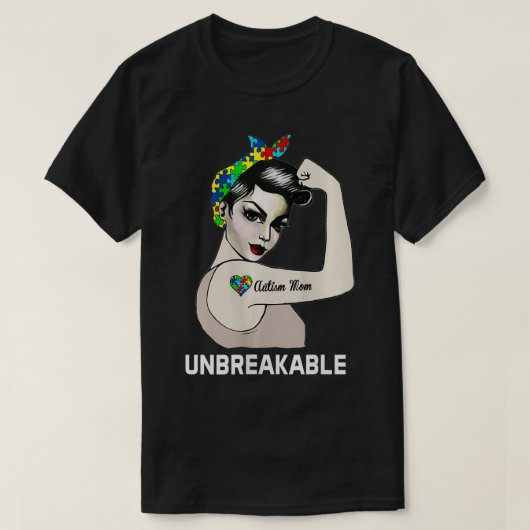 女性の自閉症の母は破れない世界の自閉症が待っている Tシャツ (デザイン正面)