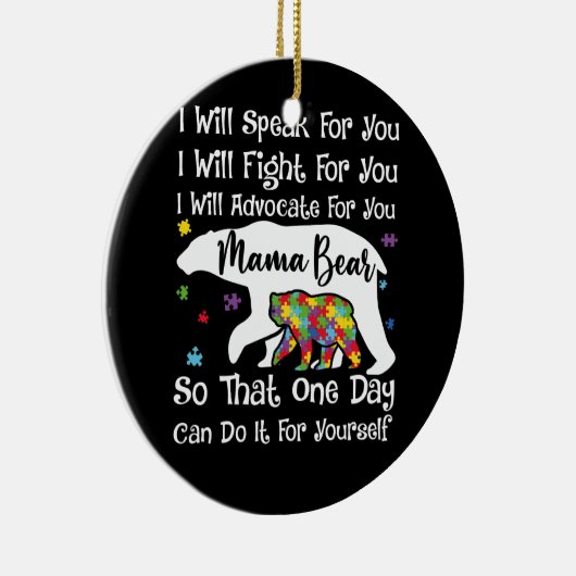 女性の自閉症ママ私はアドボカッ話トと戦う セラミックオーナメント (右)