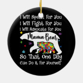 女性の自閉症ママ私はアドボカッ話トと戦う セラミックオーナメント (裏面)