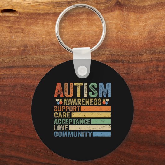 女性の自閉症気に意識支援受入 キーホルダー (裏面)