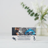 女性の舞う車 | 自動クリーニングサービス 名刺 (スタンド正面)