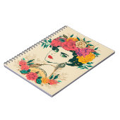 女性の花ヴィンテージ ノートブック (左側)