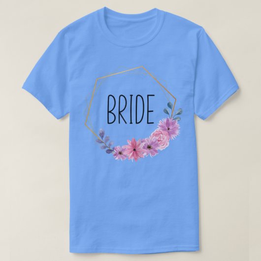 女性の花嫁ハンティングパーティー 花嫁 紫の花 ボヘミアンスタイル Tシャツ (デザイン正面)