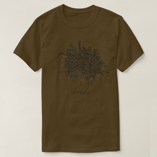 女性の花嫁 & 野の花のブーケ Tシャツ (デザイン正面)