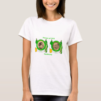 女性の花柄なオフショルダーシャツにアイルランドのヒーロー Tシャツ