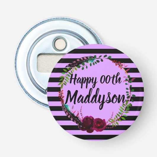 女性の花柄第18の第21第30第40第50第60第70 栓抜き (正面)