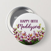 女性の花柄第18の第21第30第40第50第60第70 缶バッジ (正面&裏面)