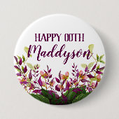 女性の花柄第18の第21第30第40第50第60第70 缶バッジ (正面)