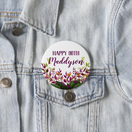 女性の花柄第18の第21第30第40第50第60第70 缶バッジ (インサイチュ)