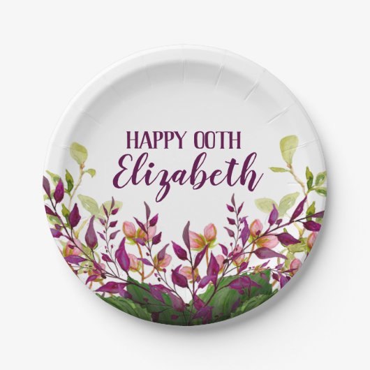 女性の花柄第80の第90第91第92第95第98第99 ペーパープレート (正面)