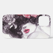 女性の花、ファッション水色背景。 Case-Mate iPhoneケース (裏面 (横))