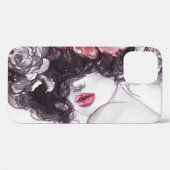 女性の花、ファッション水色背景。 Case-Mate iPhoneケース (裏面 (横))