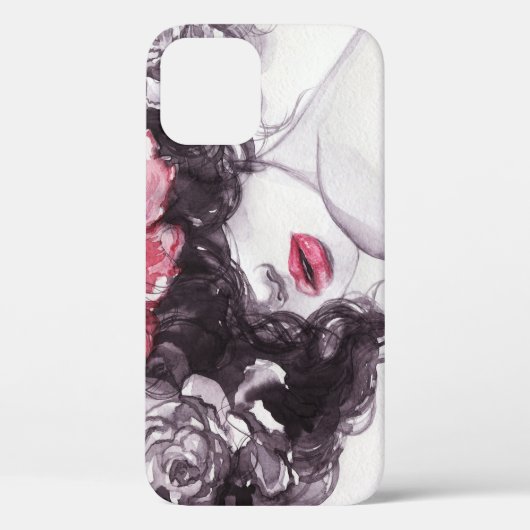 女性の花、ファッション水色背景。 Case-Mate iPhoneケース (裏面)