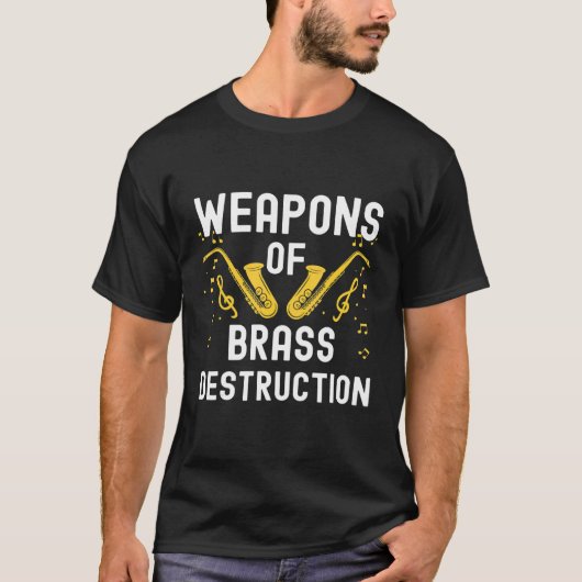 女性の若者と男性のためのジャズのサックス楽器 Tシャツ (正面)