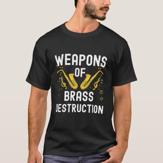 女性の若者と男性のためのジャズのサックス楽器 Tシャツ (正面)