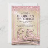 女性の華やかな65歳の誕生日招待状 招待状 (正面)