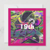 女性の落書きの誕生日の招待状 招待状 (裏面)